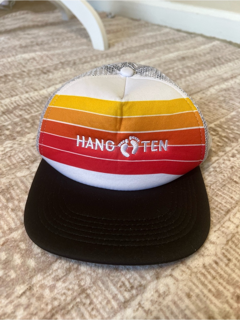 Hang Ten Retro Sunset Stripe Mesh Cap - Yellow Orange Red